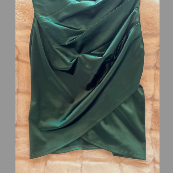 Windsor Emerald Green Ruched Asymmetric Bodycon Dress, Small - Picture 11 of 12